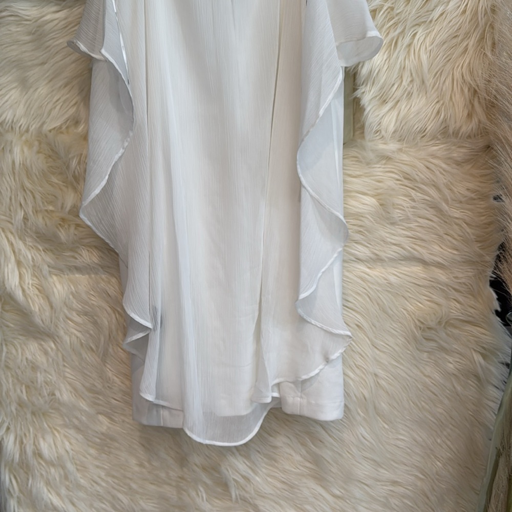 DKNY White Ruffle Overlay Shift Dress NWT Size 12 - Picture 6 of 6